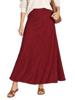 EILEEN FISHER WOMAN A-LINE MIDI SKIRT ELASTIC WAIST COTTON LINEN BLEND sz 2X